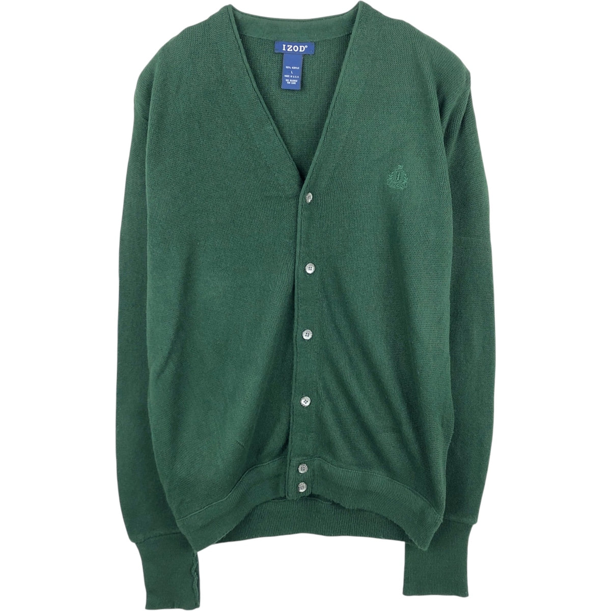 IZOD アクリルニットカーディガン USA製 メンズL相当 acrylic Green