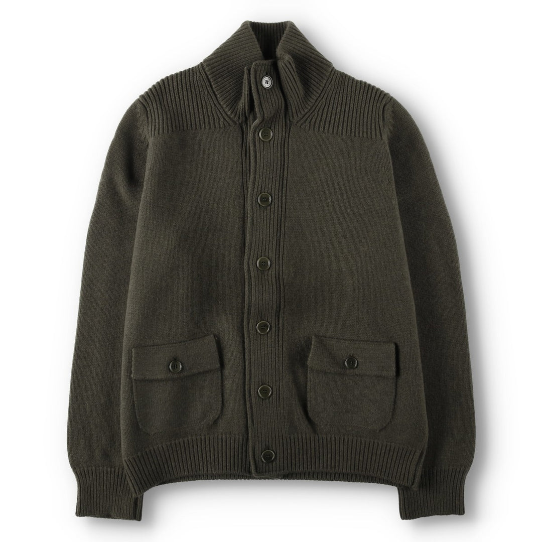 CP Company Stand Collar Wool Knit Cardigan, Made in Italy, Men's Size L (approx.) wool Khaki type Vintage Second Hand