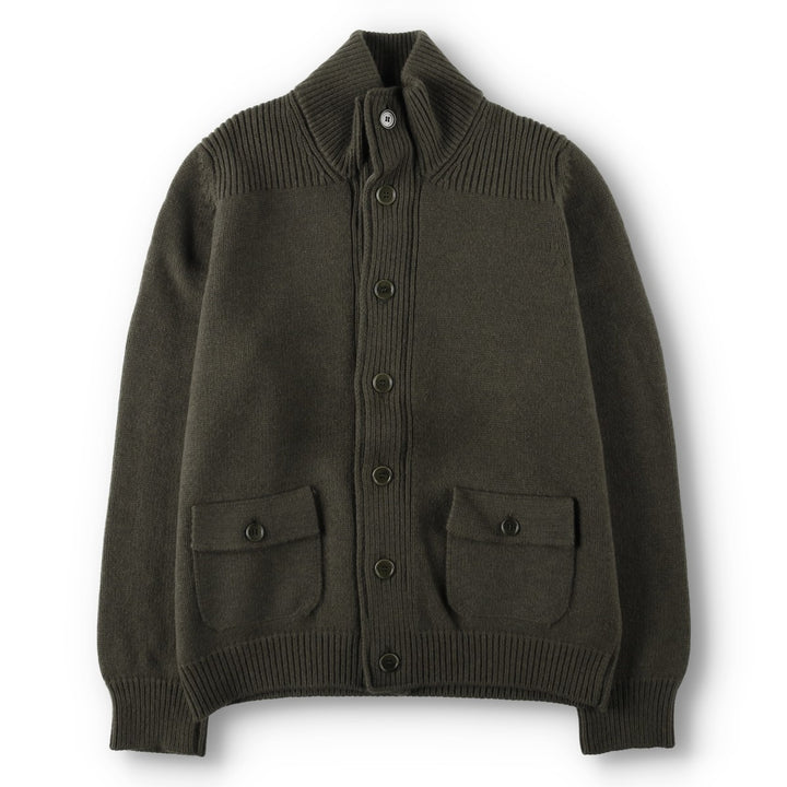 CP Company Stand Collar Wool Knit Cardigan, Made in Italy, Men's Size L (approx.) wool Khaki type Vintage Second Hand