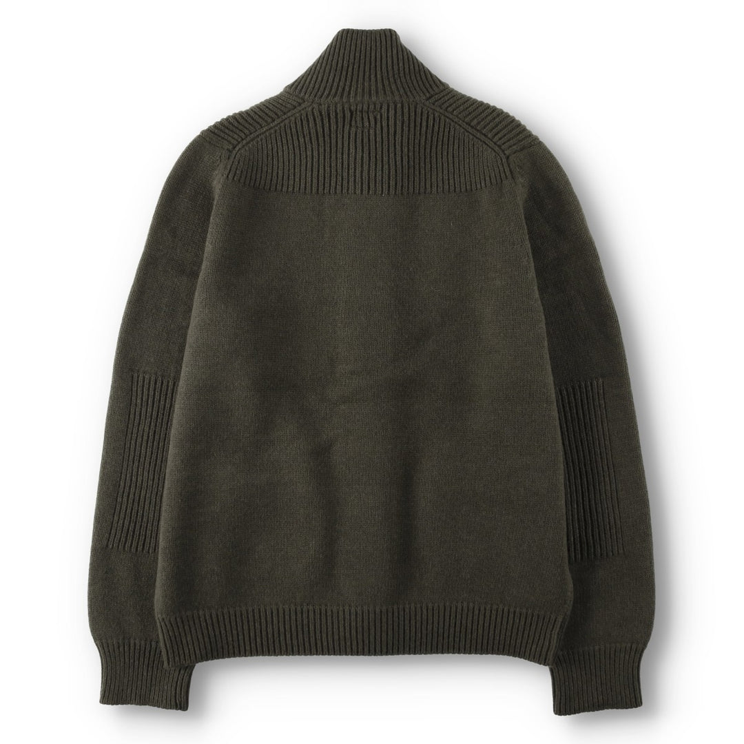 CP Company Stand Collar Wool Knit Cardigan, Made in Italy, Men's Size L (approx.) wool Khaki type Vintage Second Hand