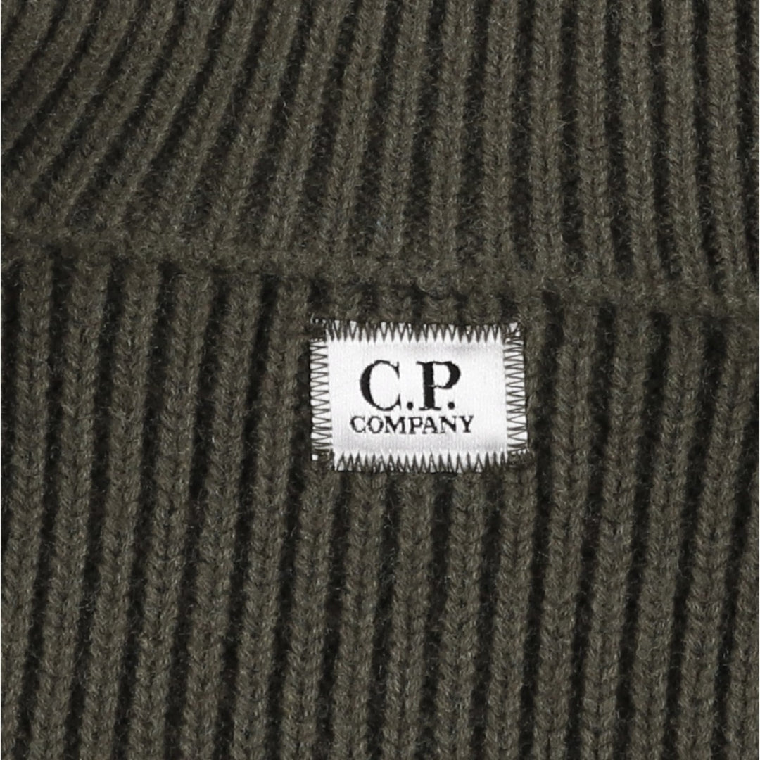 CP Company Stand Collar Wool Knit Cardigan, Made in Italy, Men's Size L (approx.) wool Khaki type Vintage Second Hand