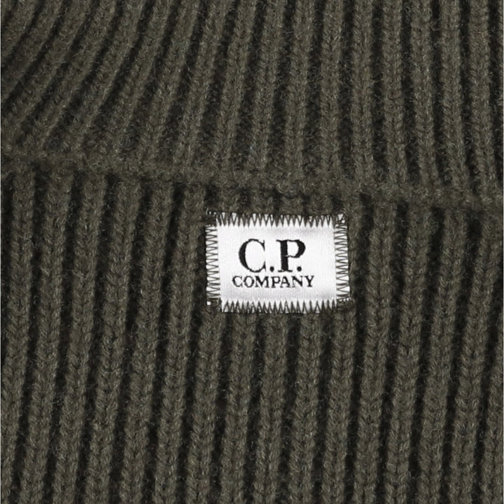 CP Company Stand Collar Wool Knit Cardigan, Made in Italy, Men's Size L (approx.) wool Khaki type Vintage Second Hand