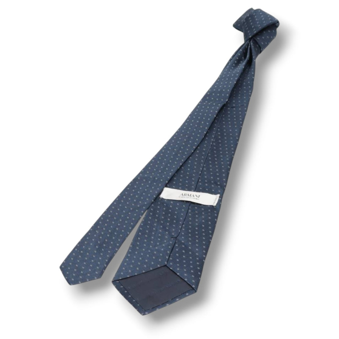 Armani COLLEZIONI Diamond Pattern Tie, Made in Italy silk navy blue type Vintage Second Hand