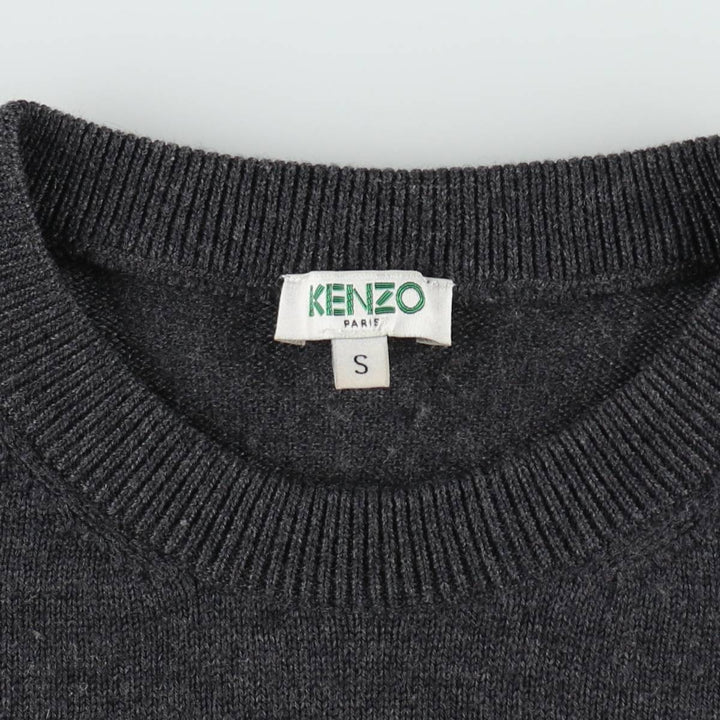 KENZO wool knit sweater, men's size S (approx.) wool Charcoal Vintage Second Hand