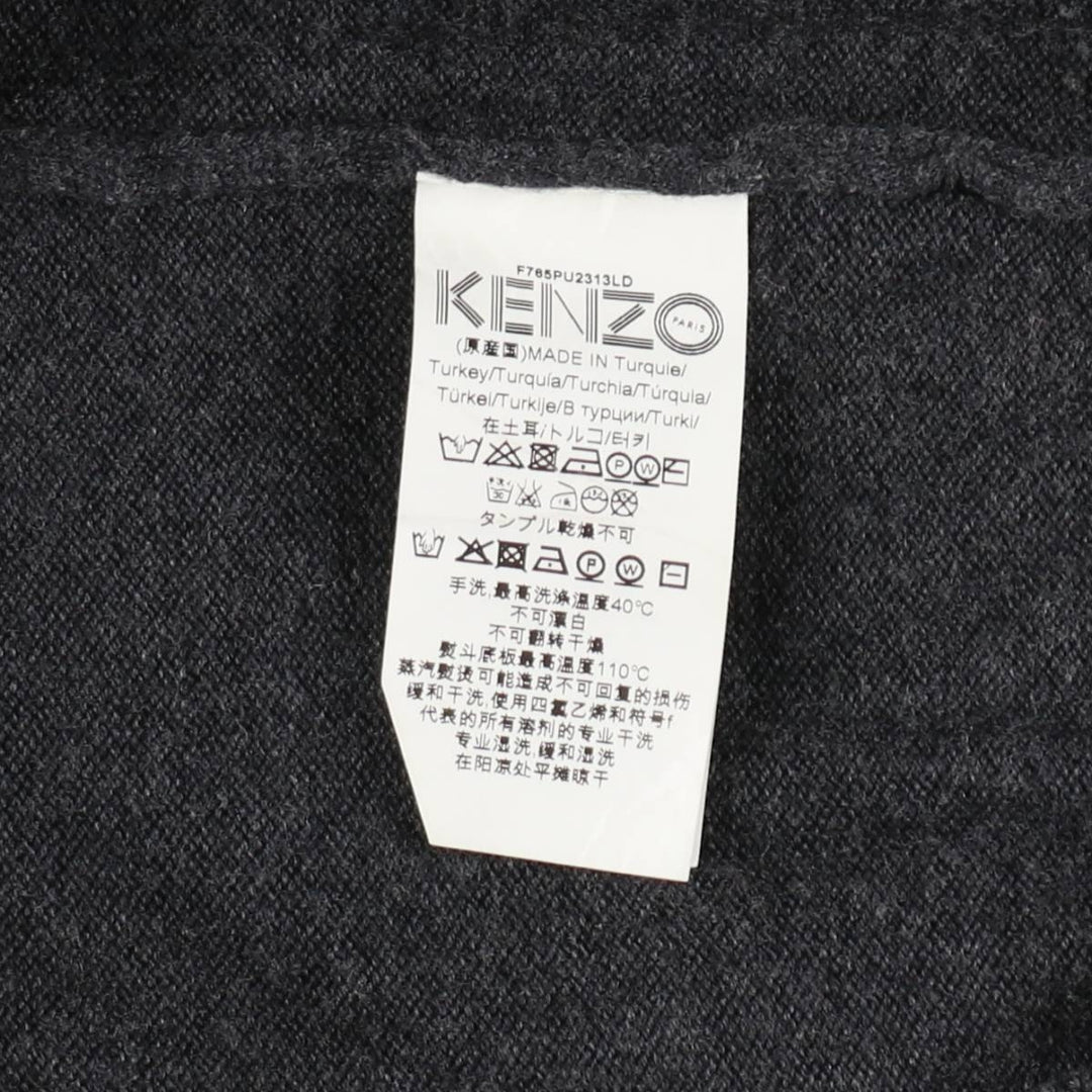KENZO wool knit sweater, men's size S (approx.) wool Charcoal Vintage Second Hand