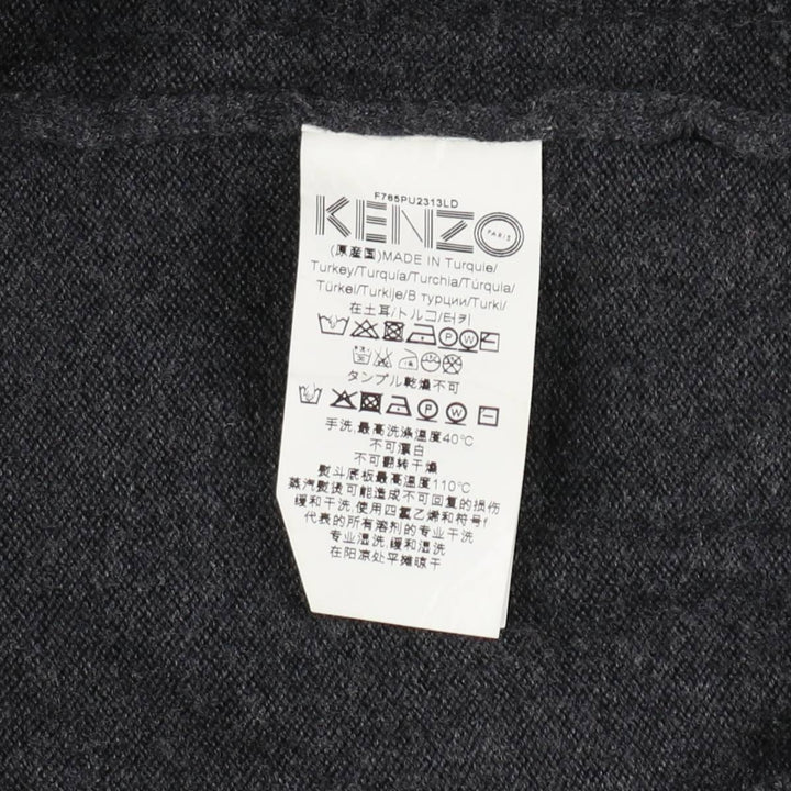 KENZO wool knit sweater, men's size S (approx.) wool Charcoal Vintage Second Hand