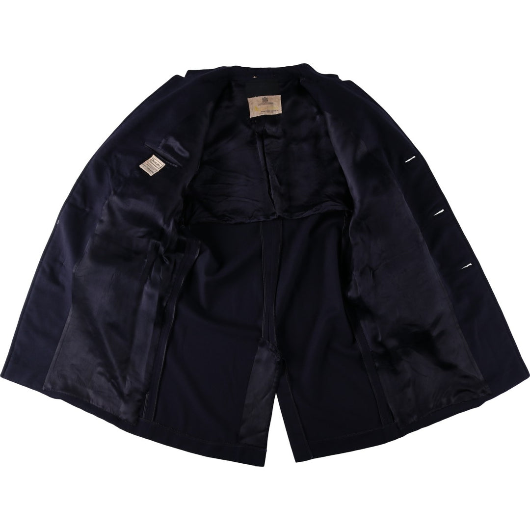 Aquascutum Chesterfield Coat, Men's Size L (approx.) Lamb wool Navy blue Vintage Second Hand