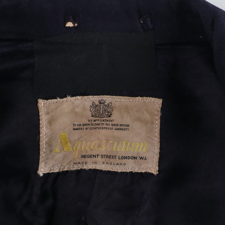 Aquascutum Chesterfield Coat, Men's Size L (approx.) Lamb wool Navy blue Vintage Second Hand