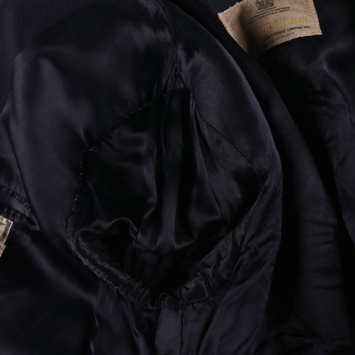 Aquascutum Chesterfield Coat, Men's Size L (approx.) Lamb wool Navy blue Vintage Second Hand
