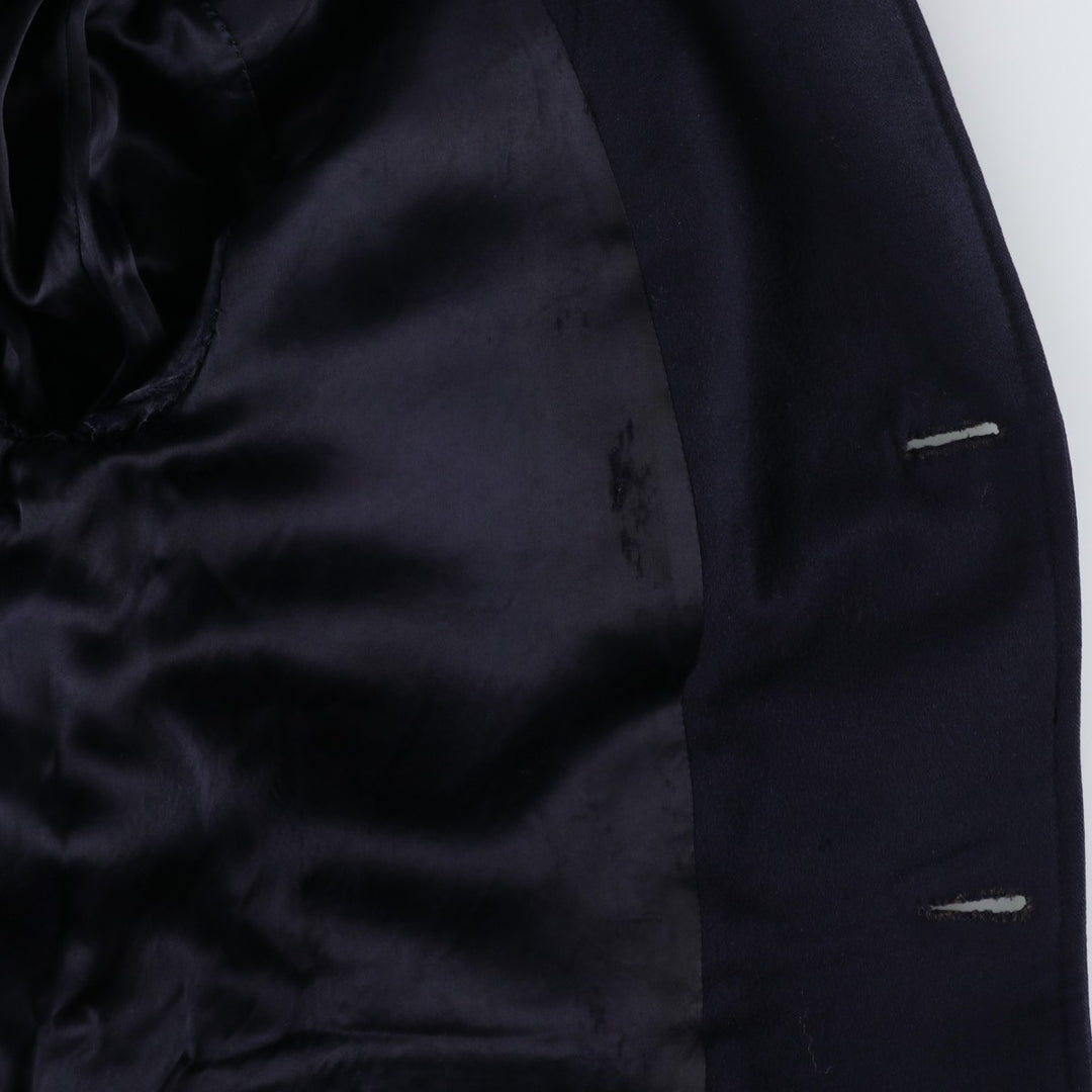 Aquascutum Chesterfield Coat, Men's Size L (approx.) Lamb wool Navy blue Vintage Second Hand