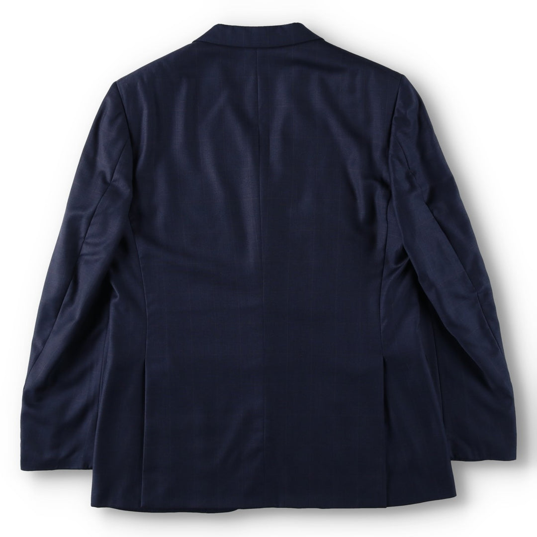 Lanvin Tradition Check Pattern Wool Tailored Jacket, Made in Italy, Men's Size L (approx.) wool navy blue type Vintage Second Hand