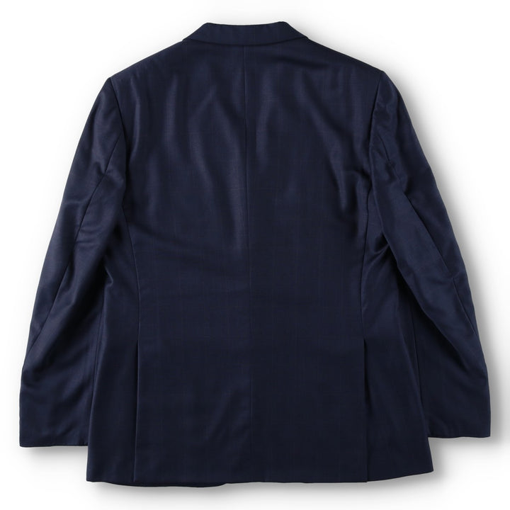 Lanvin Tradition Check Pattern Wool Tailored Jacket, Made in Italy, Men's Size L (approx.) wool navy blue type Vintage Second Hand