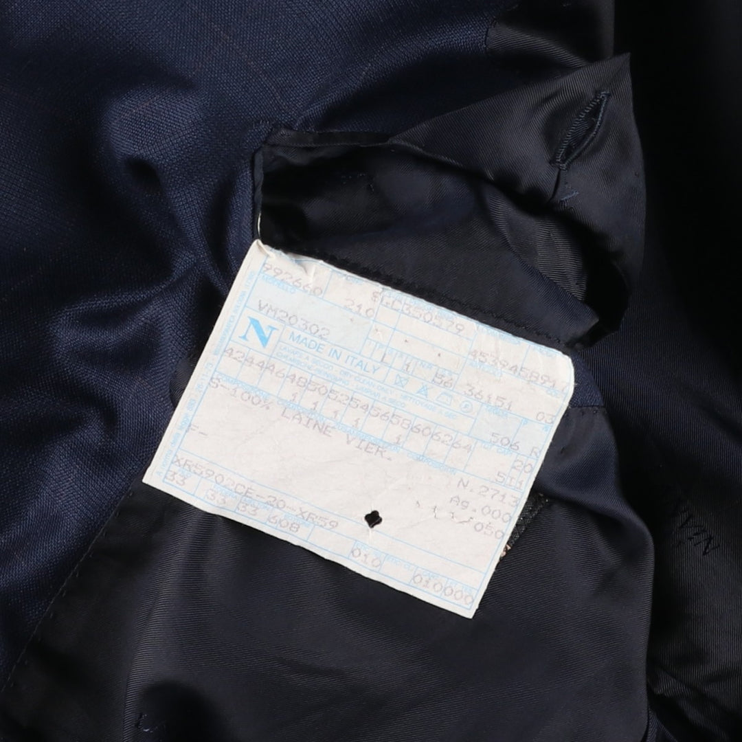 Lanvin Tradition Check Pattern Wool Tailored Jacket, Made in Italy, Men's Size L (approx.) wool navy blue type Vintage Second Hand