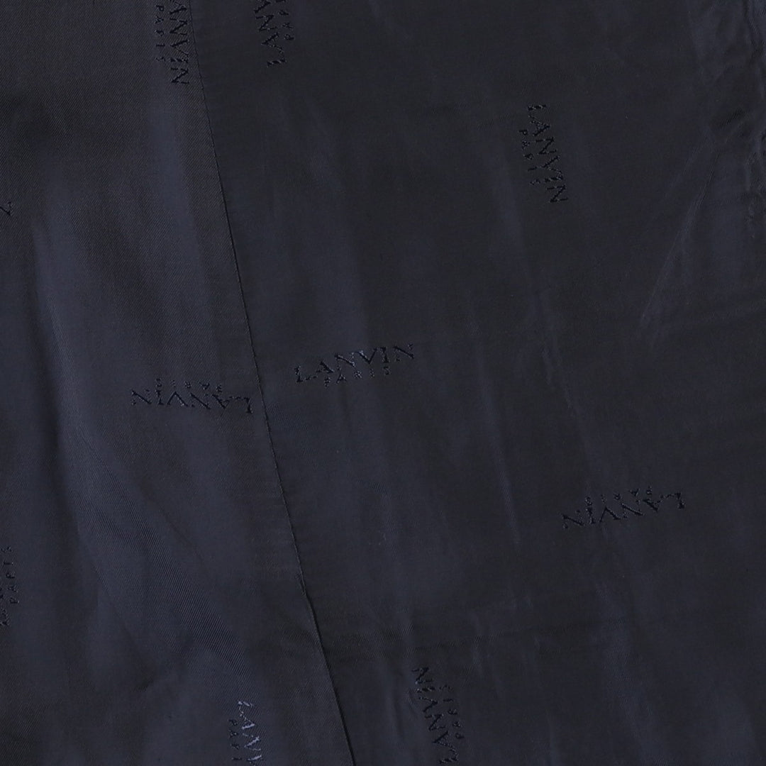 Lanvin Tradition Check Pattern Wool Tailored Jacket, Made in Italy, Men's Size L (approx.) wool navy blue type Vintage Second Hand