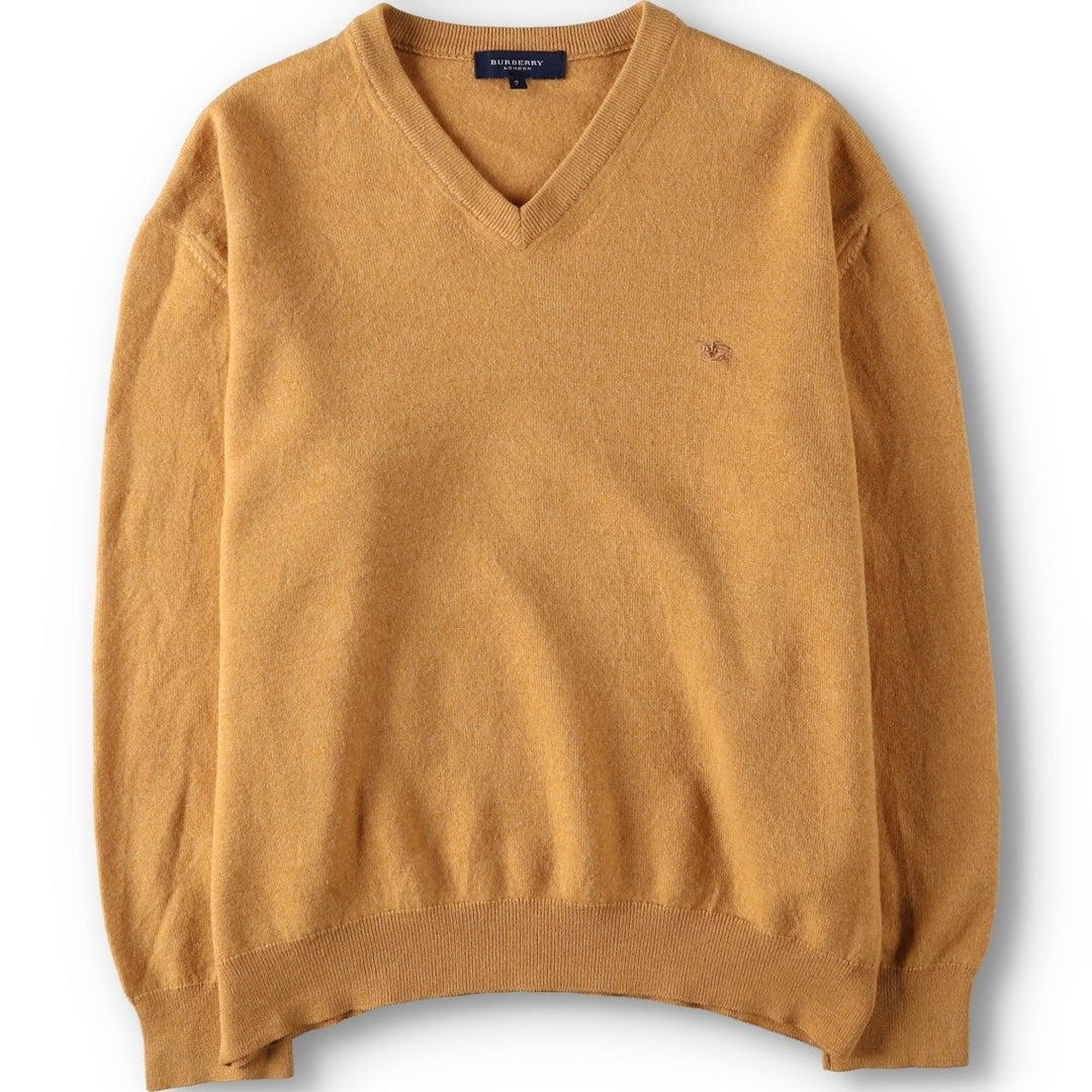 Burberry's BURBERRY LONDON V-neck merino wool knit sweater, made in Spain, men's size M. Merino wool orange type Vintage Second Hand