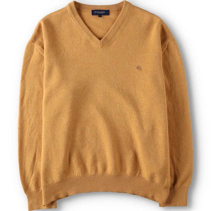 Burberry's BURBERRY LONDON V-neck merino wool knit sweater, made in Spain, men's size M. Merino wool orange type Vintage Second Hand