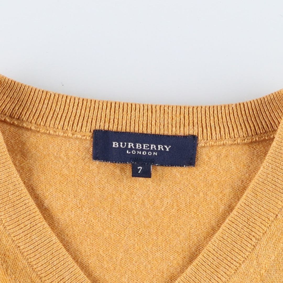 Burberry's BURBERRY LONDON V-neck merino wool knit sweater, made in Spain, men's size M. Merino wool orange type Vintage Second Hand