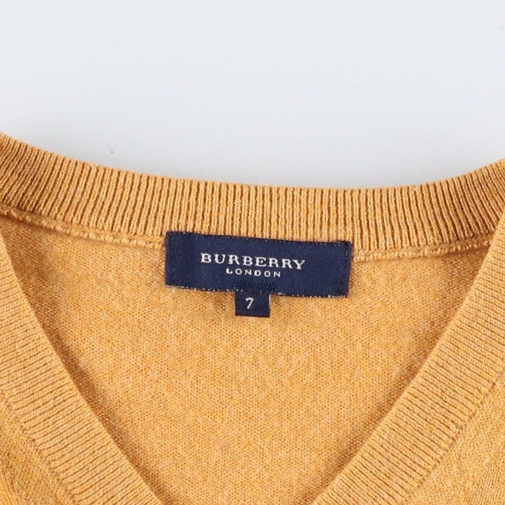Burberry's BURBERRY LONDON V-neck merino wool knit sweater, made in Spain, men's size M. Merino wool orange type Vintage Second Hand