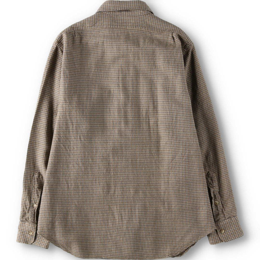 Paul Stuart Check Pattern Cotton x Wool Shirt, Men's Size XL (approx.) wool Beige type Vintage Second Hand