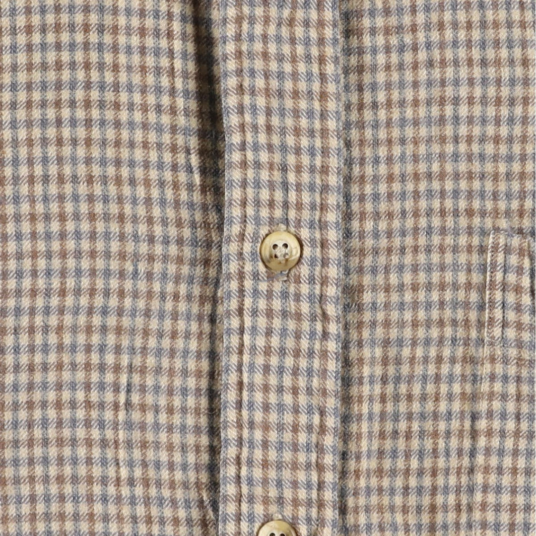 Paul Stuart Check Pattern Cotton x Wool Shirt, Men's Size XL (approx.) wool Beige type Vintage Second Hand