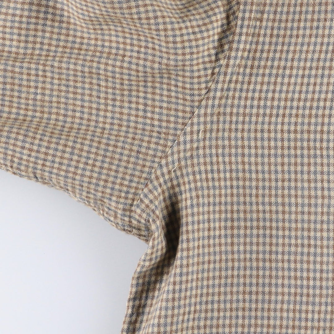 Paul Stuart Check Pattern Cotton x Wool Shirt, Men's Size XL (approx.) wool Beige type Vintage Second Hand