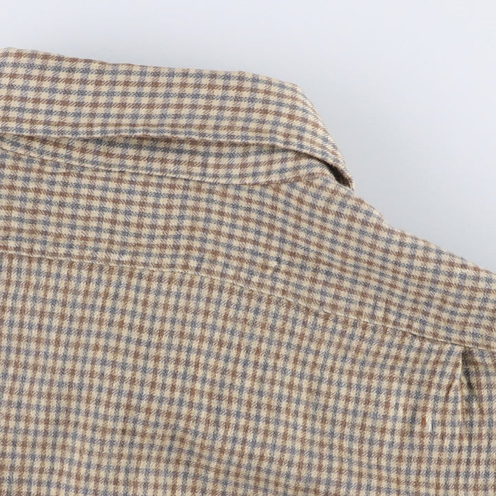 Paul Stuart Check Pattern Cotton x Wool Shirt, Men's Size XL (approx.) wool Beige type Vintage Second Hand