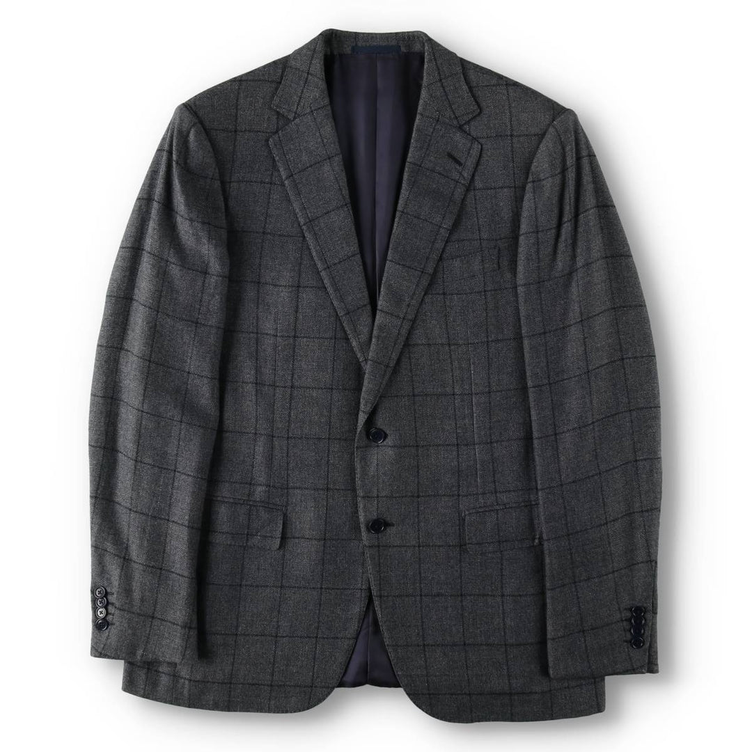 Ermenegildo Zegna Check Pattern Alpaca Blend Cashmere Blend Wool Tailored Jacket, Men's Size L (approx.) wool gray type Vintage Second Hand