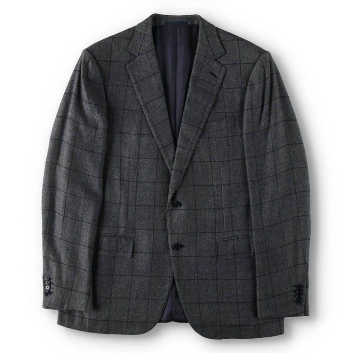 Ermenegildo Zegna Check Pattern Alpaca Blend Cashmere Blend Wool Tailored Jacket, Men's Size L (approx.) wool gray type Vintage Second Hand