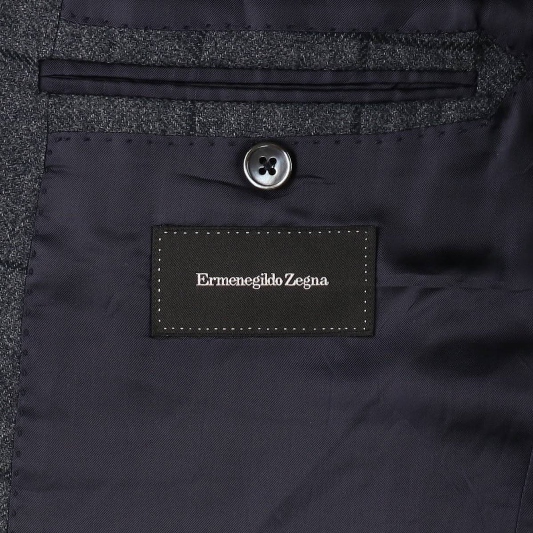 Ermenegildo Zegna Check Pattern Alpaca Blend Cashmere Blend Wool Tailored Jacket, Men's Size L (approx.) wool gray type Vintage Second Hand
