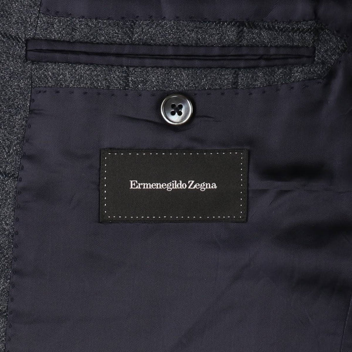Ermenegildo Zegna Check Pattern Alpaca Blend Cashmere Blend Wool Tailored Jacket, Men's Size L (approx.) wool gray type Vintage Second Hand