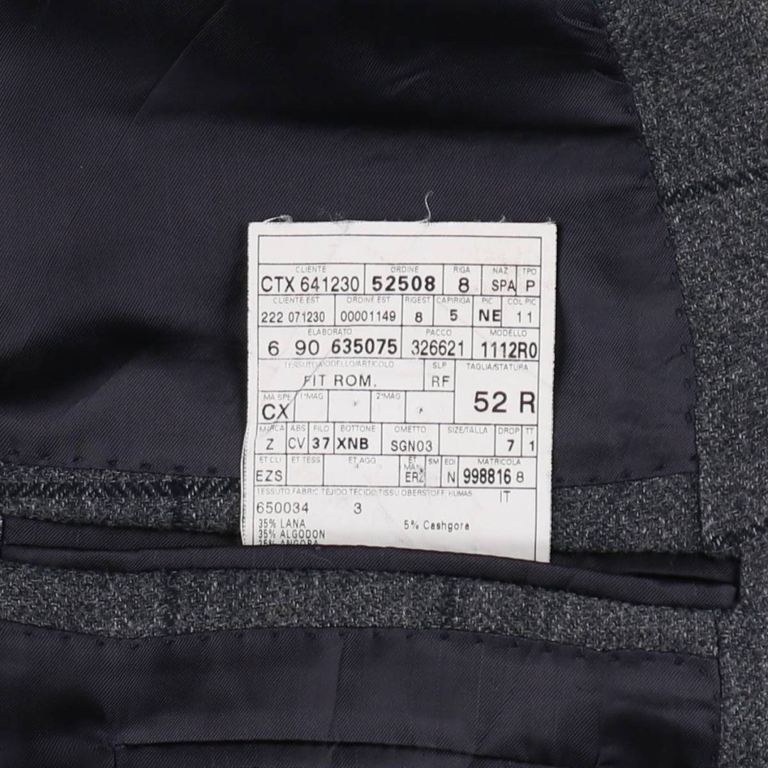 Ermenegildo Zegna Check Pattern Alpaca Blend Cashmere Blend Wool Tailored Jacket, Men's Size L (approx.) wool gray type Vintage Second Hand