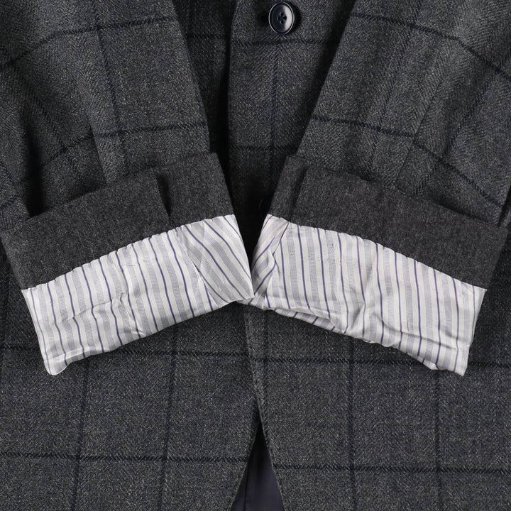 Ermenegildo Zegna Check Pattern Alpaca Blend Cashmere Blend Wool Tailored Jacket, Men's Size L (approx.) wool gray type Vintage Second Hand