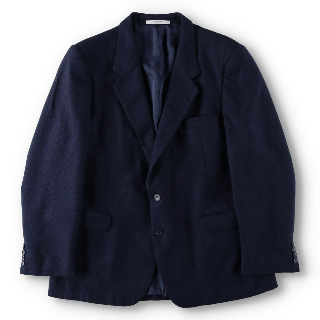 Yves Saint Laurent Designer Collection Stripe Pattern Wool Tailored Jacket, Made in France, Men's Size M (approx.) wool navy blue type Vintage Second Hand