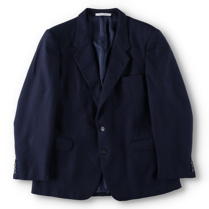 Yves Saint Laurent Designer Collection Stripe Pattern Wool Tailored Jacket, Made in France, Men's Size M (approx.) wool navy blue type Vintage Second Hand