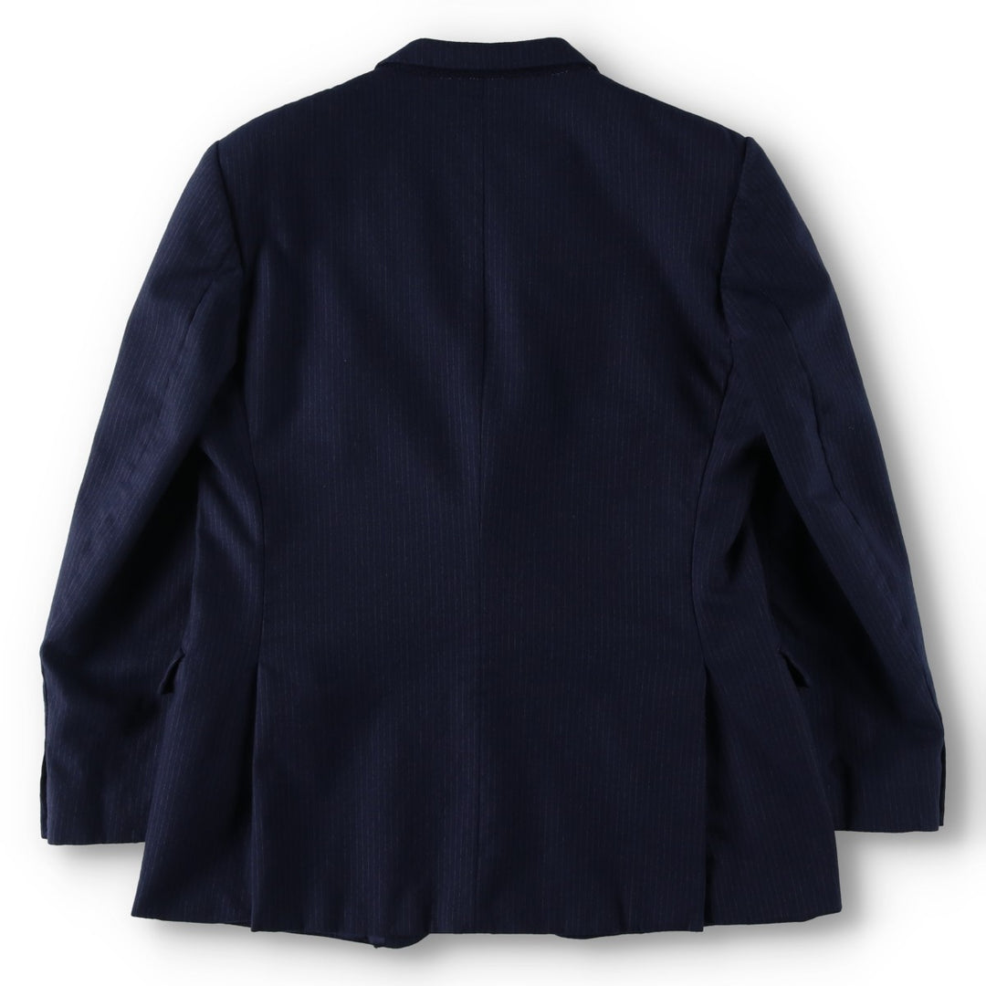 Yves Saint Laurent Designer Collection Stripe Pattern Wool Tailored Jacket, Made in France, Men's Size M (approx.) wool navy blue type Vintage Second Hand