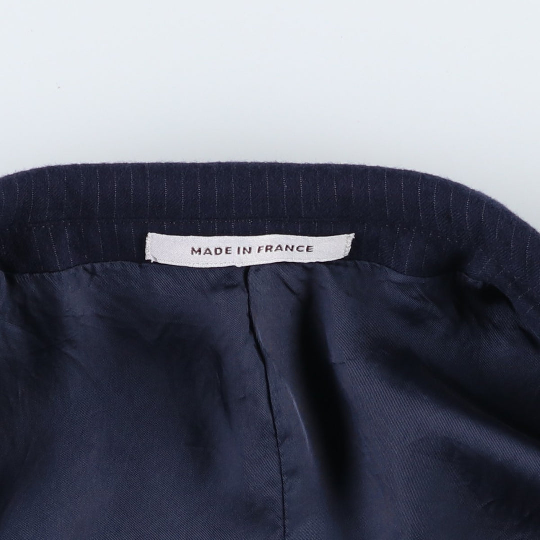 Yves Saint Laurent Designer Collection Stripe Pattern Wool Tailored Jacket, Made in France, Men's Size M (approx.) wool navy blue type Vintage Second Hand