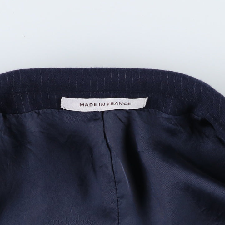 Yves Saint Laurent Designer Collection Stripe Pattern Wool Tailored Jacket, Made in France, Men's Size M (approx.) wool navy blue type Vintage Second Hand
