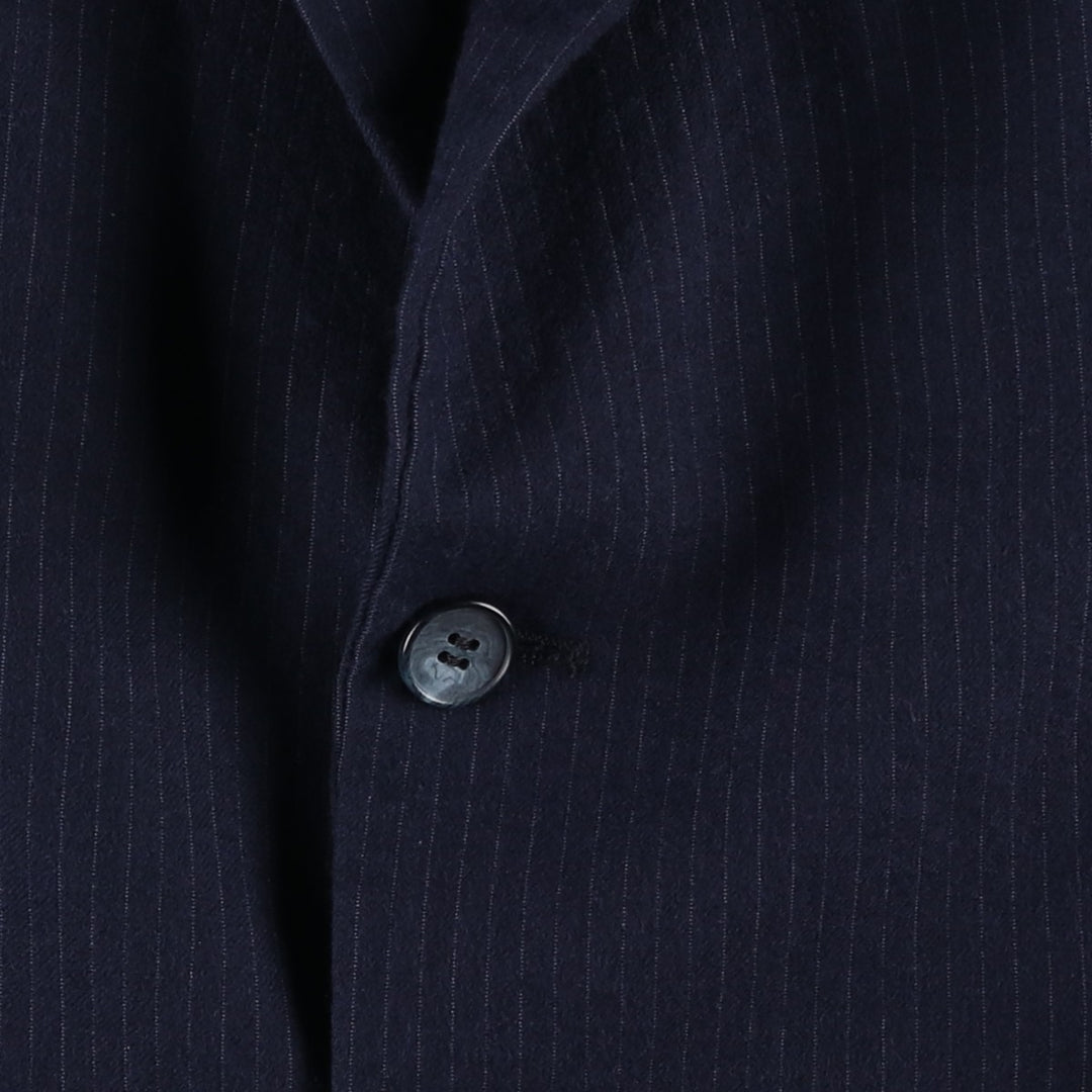 Yves Saint Laurent Designer Collection Stripe Pattern Wool Tailored Jacket, Made in France, Men's Size M (approx.) wool navy blue type Vintage Second Hand