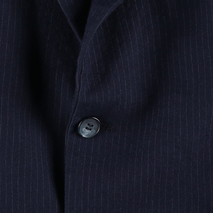 Yves Saint Laurent Designer Collection Stripe Pattern Wool Tailored Jacket, Made in France, Men's Size M (approx.) wool navy blue type Vintage Second Hand