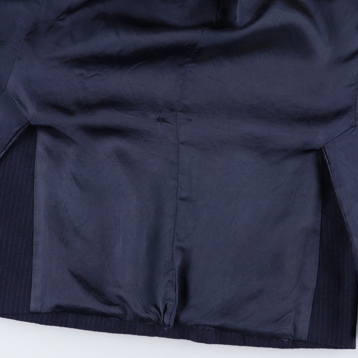 Yves Saint Laurent Designer Collection Stripe Pattern Wool Tailored Jacket, Made in France, Men's Size M (approx.) wool navy blue type Vintage Second Hand