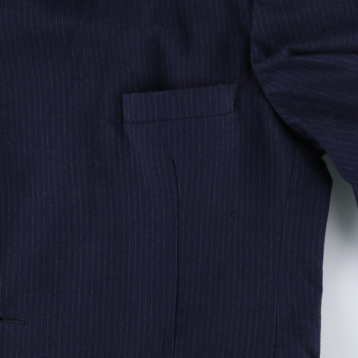 Yves Saint Laurent Designer Collection Stripe Pattern Wool Tailored Jacket, Made in France, Men's Size M (approx.) wool navy blue type Vintage Second Hand