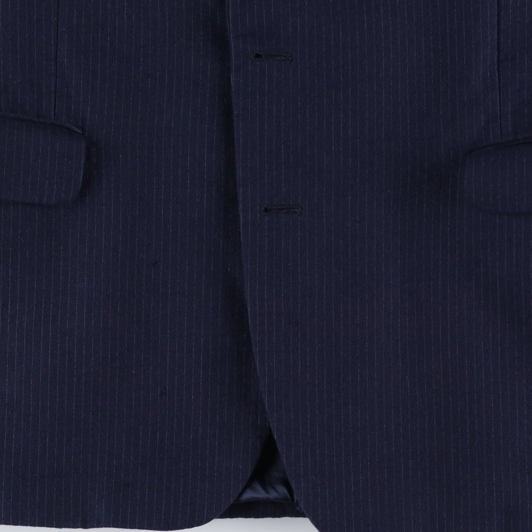 Yves Saint Laurent Designer Collection Stripe Pattern Wool Tailored Jacket, Made in France, Men's Size M (approx.) wool navy blue type Vintage Second Hand