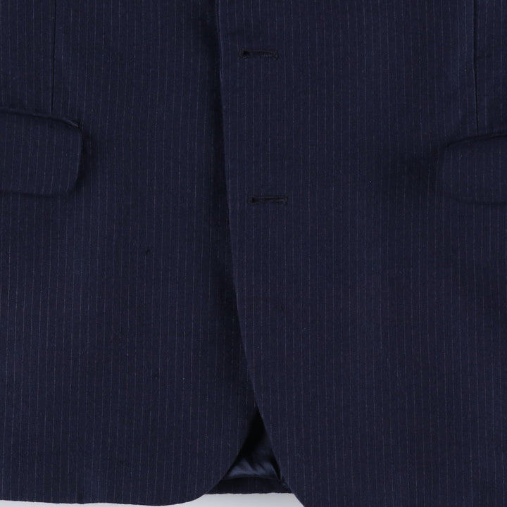 Yves Saint Laurent Designer Collection Stripe Pattern Wool Tailored Jacket, Made in France, Men's Size M (approx.) wool navy blue type Vintage Second Hand