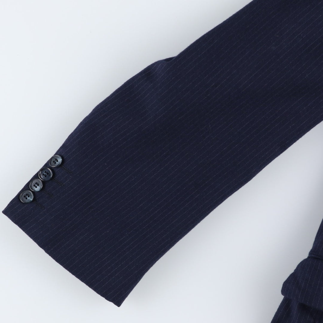 Yves Saint Laurent Designer Collection Stripe Pattern Wool Tailored Jacket, Made in France, Men's Size M (approx.) wool navy blue type Vintage Second Hand
