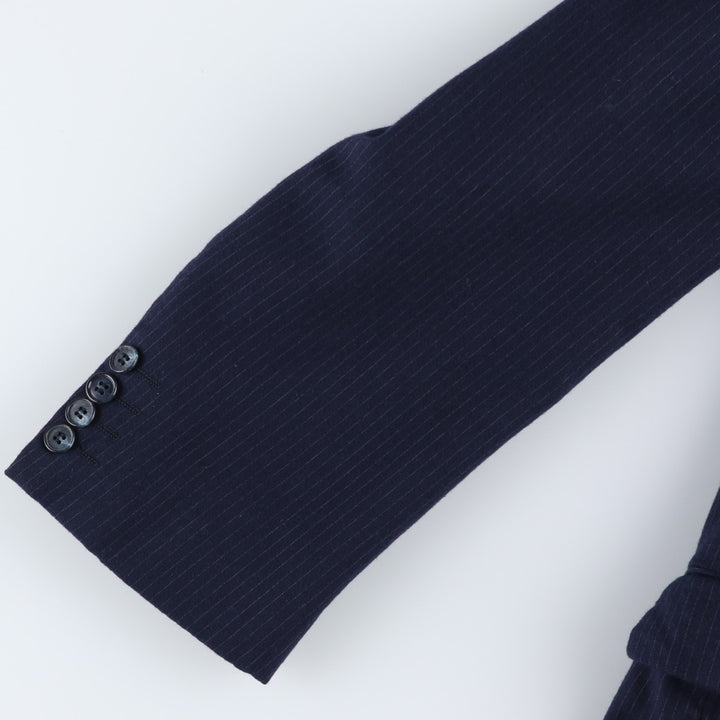 Yves Saint Laurent Designer Collection Stripe Pattern Wool Tailored Jacket, Made in France, Men's Size M (approx.) wool navy blue type Vintage Second Hand