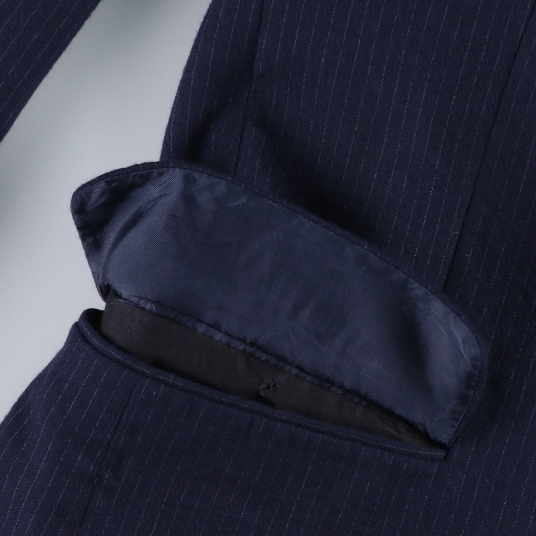 Yves Saint Laurent Designer Collection Stripe Pattern Wool Tailored Jacket, Made in France, Men's Size M (approx.) wool navy blue type Vintage Second Hand