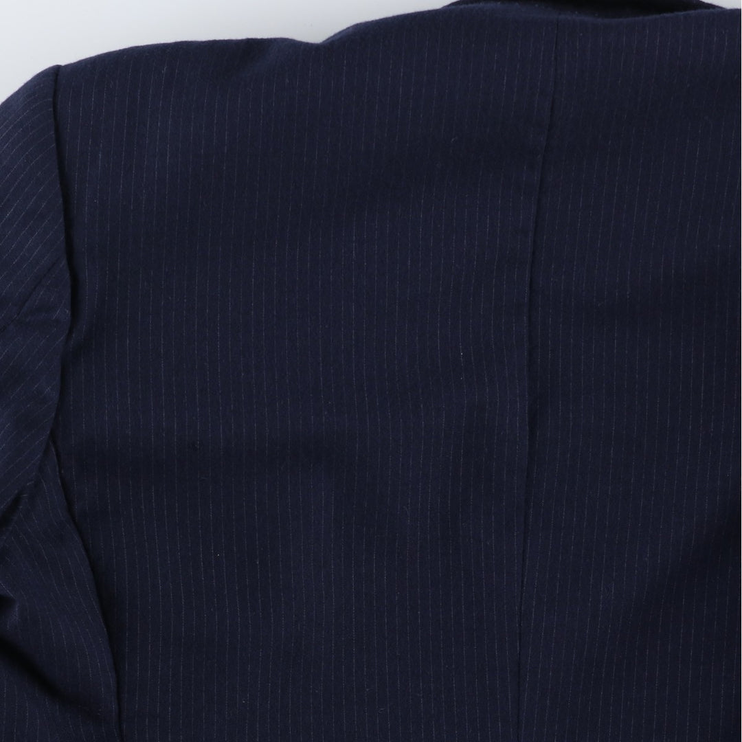 Yves Saint Laurent Designer Collection Stripe Pattern Wool Tailored Jacket, Made in France, Men's Size M (approx.) wool navy blue type Vintage Second Hand