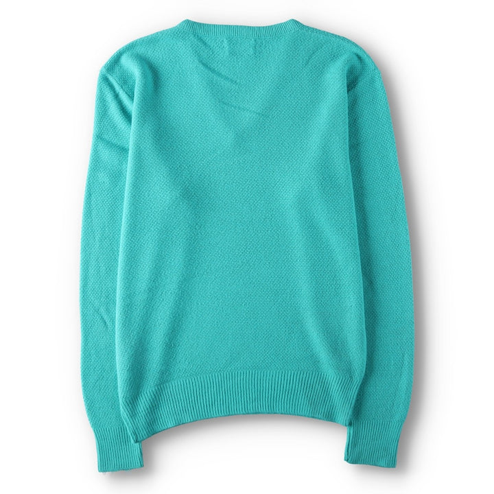 Christian Dior V-neck acrylic knit sweater, made in the USA, men's size XL. Oron Acrylic turquoise blue Vintage Second Hand