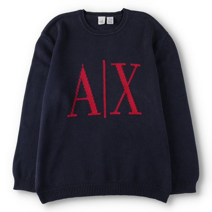 Giorgio Armani ARMANI EXCHANGE Cotton Knit Sweater, Men's Size L (approx.) cotton navy blue type Vintage Second Hand