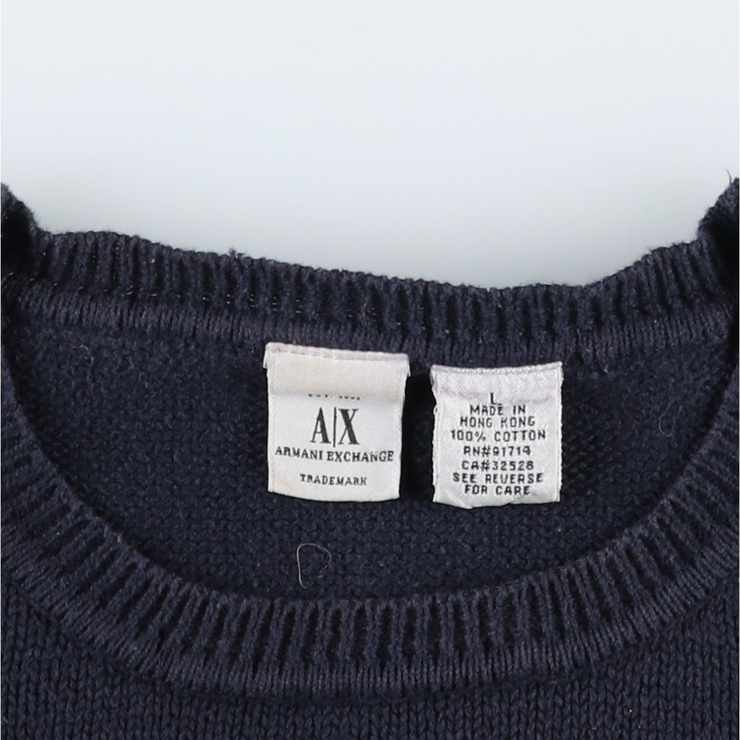 Giorgio Armani ARMANI EXCHANGE Cotton Knit Sweater, Men's Size L (approx.) cotton navy blue type Vintage Second Hand